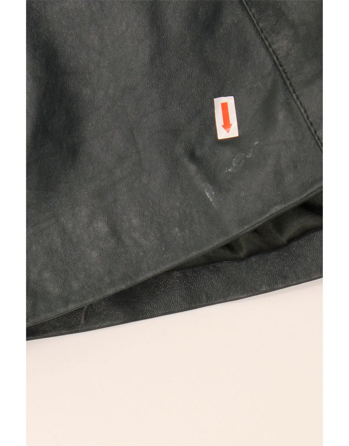 Cappotto poncho in pelle con cappuccio da donna SAKI UK 10 piccolo in pelle verde