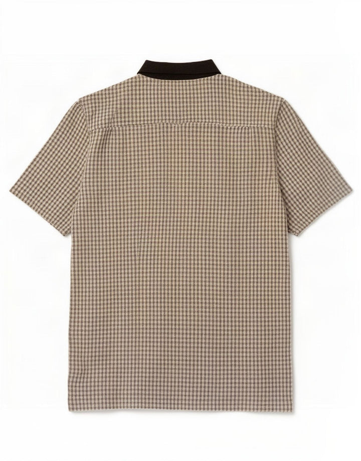 Camicia pullover a maniche corte da uomo Cotton Republic a quadri bianchi grandi