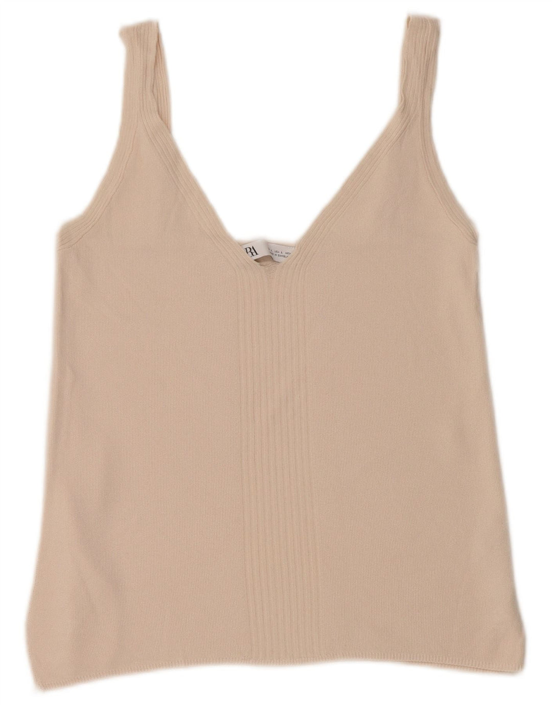 Canotta corta da donna Zara UK 14 grande in viscosa beige