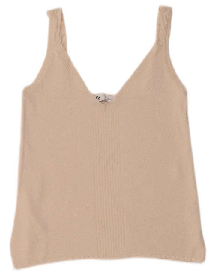 Canotta corta da donna Zara UK 14 grande in viscosa beige