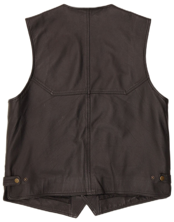 Gilet in pelle da uomo vintage in pelle nera media