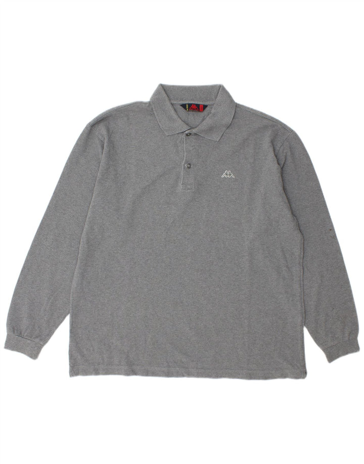 Polo Kappa Uomo Manica Lunga Large in Cotone Grigio
