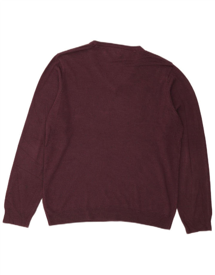 Maglione da uomo Marks & Spencer vestibilità regolare con scollo a V grande acrilico viola
