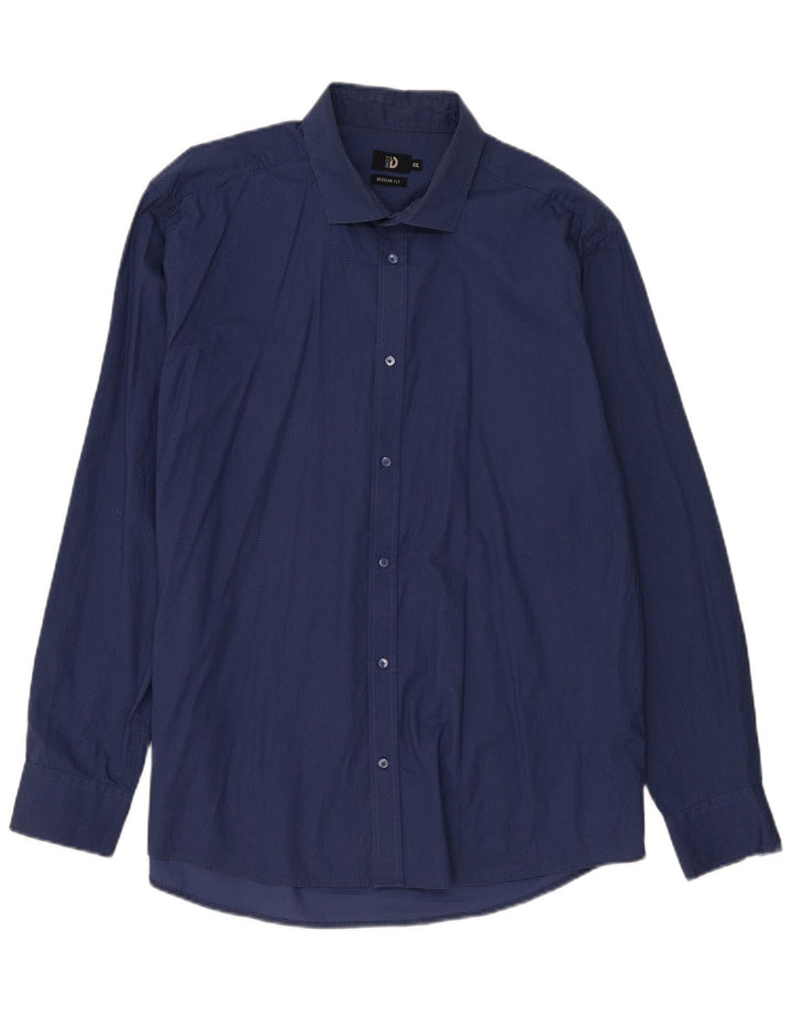Camicia da uomo dalla vestibilità regolare di Dack 2XL in cotone geometrico blu navy