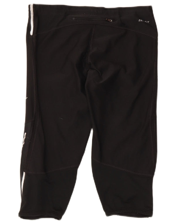 Nike Womens Dri Fit Capri Leggings UK 12 Medium Black Colourblock Polyester