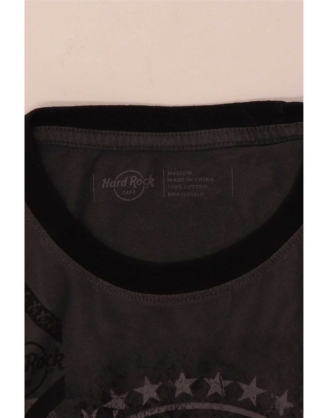 T-shirt grafica da uomo Chicago Hard Rock Cafe in cotone grigio medio