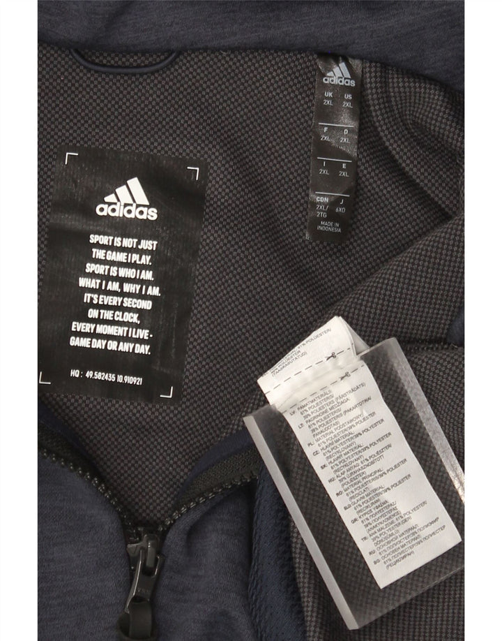 Maglione con cappuccio e zip da uomo Adidas 2XL poliestere blu navy