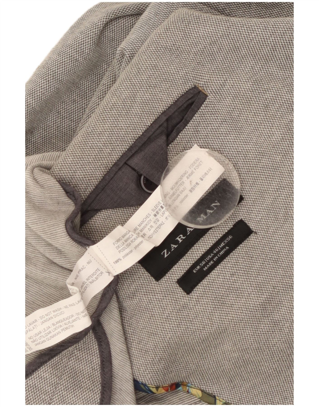 Giacca blazer da uomo a 2 bottoni Zara EU 56 XL poliestere grigio