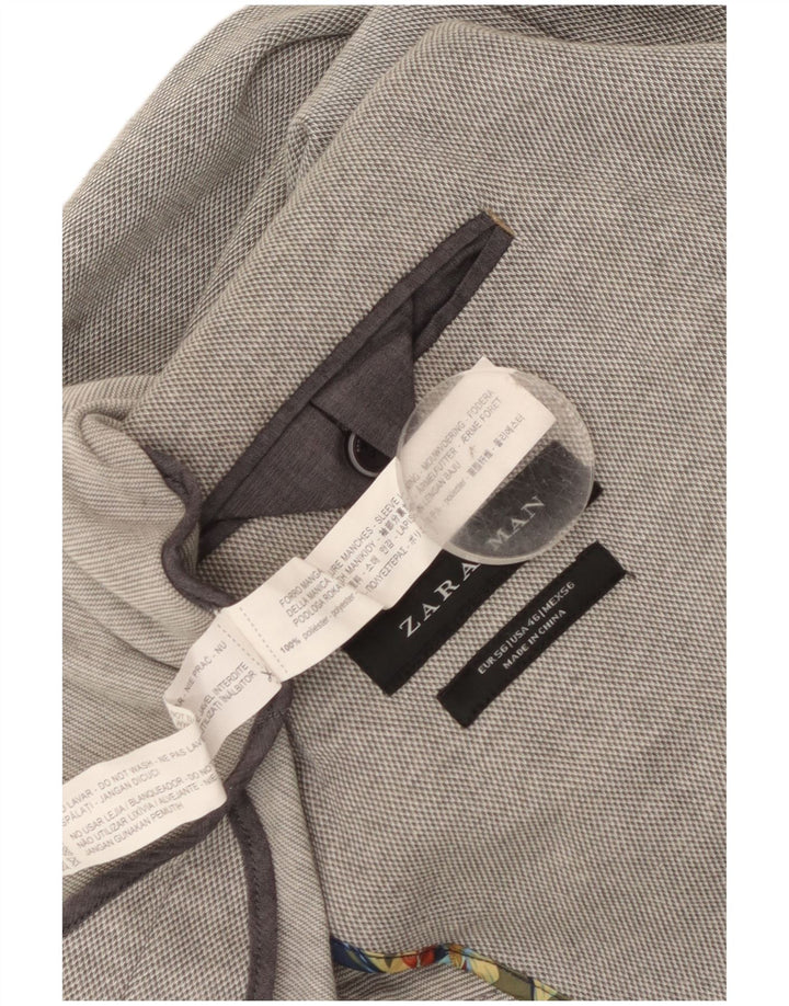 Giacca blazer da uomo a 2 bottoni Zara EU 56 XL poliestere grigio