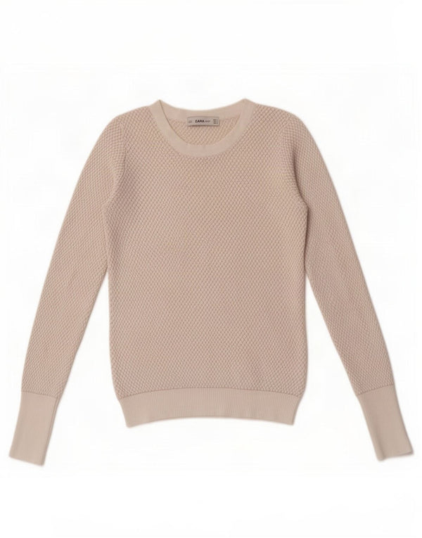 Maglione corto con scollo a barca da donna Zara UK 8 piccolo bianco sporco