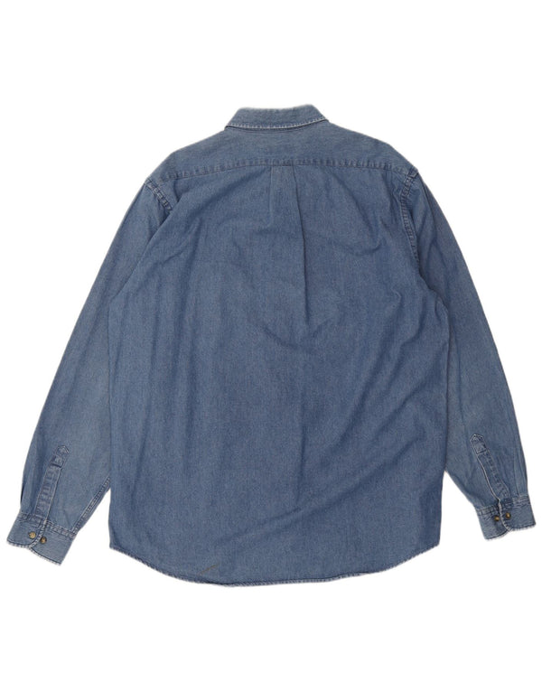 Prima camicia di jeans da uomo americana taglia 41/42 XL cotone blu