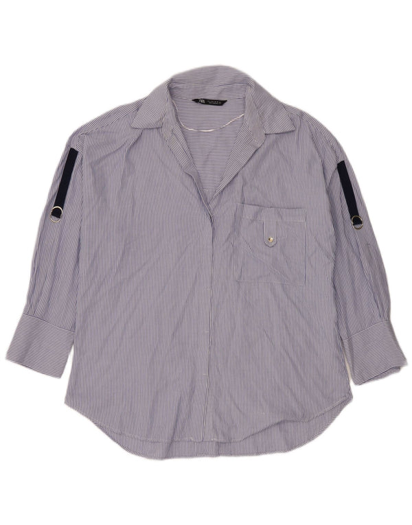 Camicia oversize da donna Zara UK 16 grande gessato blu