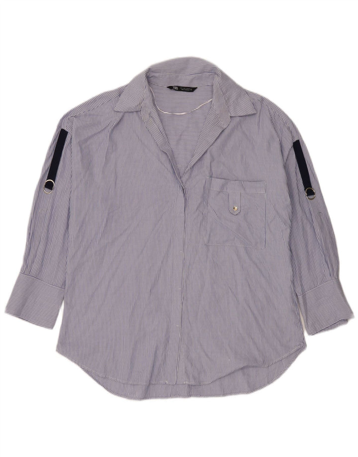 Camicia oversize da donna Zara UK 16 grande gessato blu