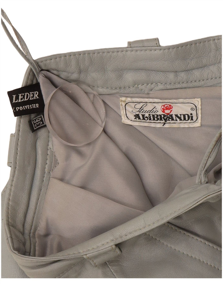 Gonna in pelle vintage da donna W36 XL in pelle grigia