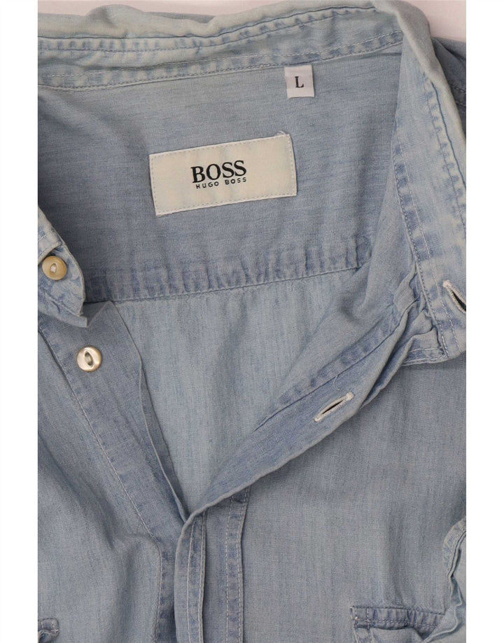 Camicia da uomo Hugo Boss grande blu