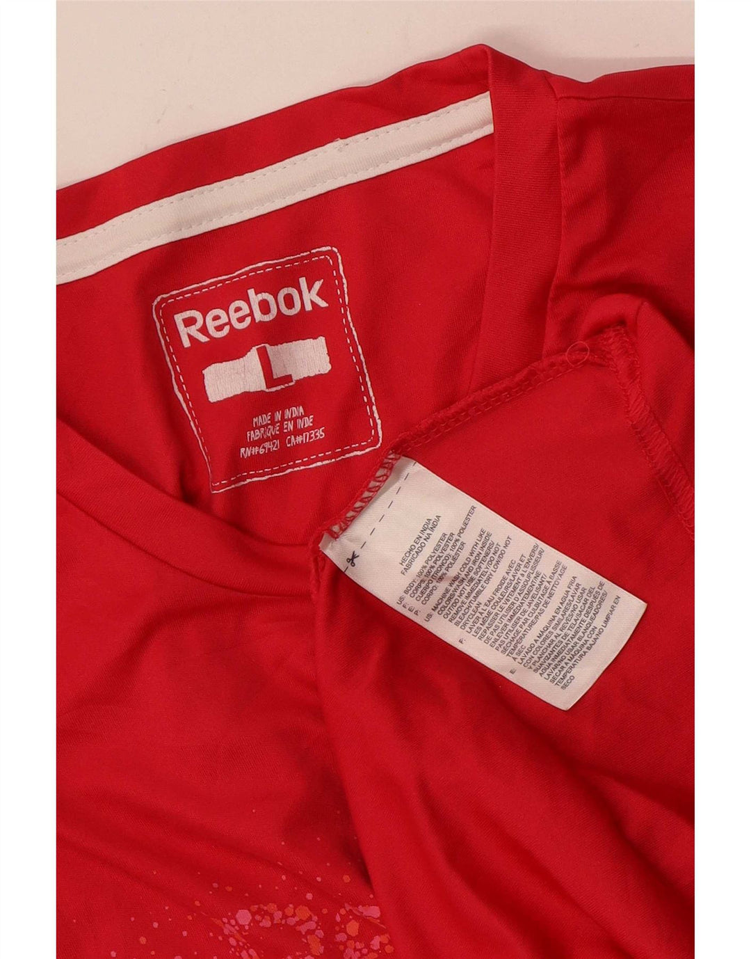Reebok T-shirt grafica da donna Top UK 14 Large Rosa Poliestere