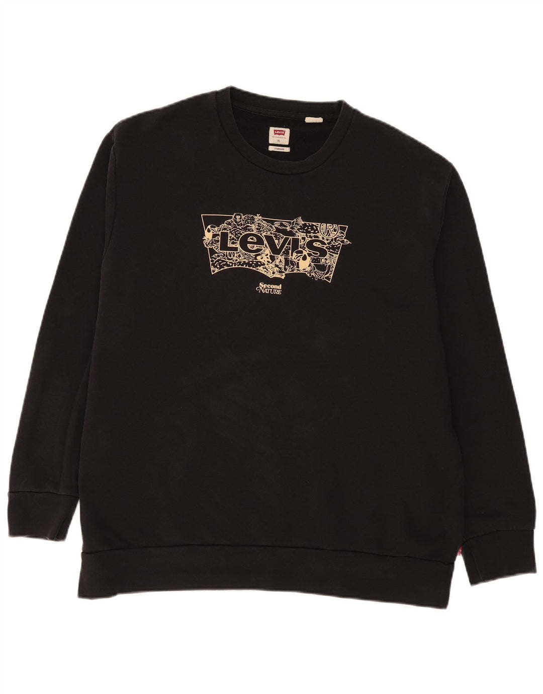 Felpa Levi's da uomo con vestibilità grafica standard, maglione XL, cotone nero