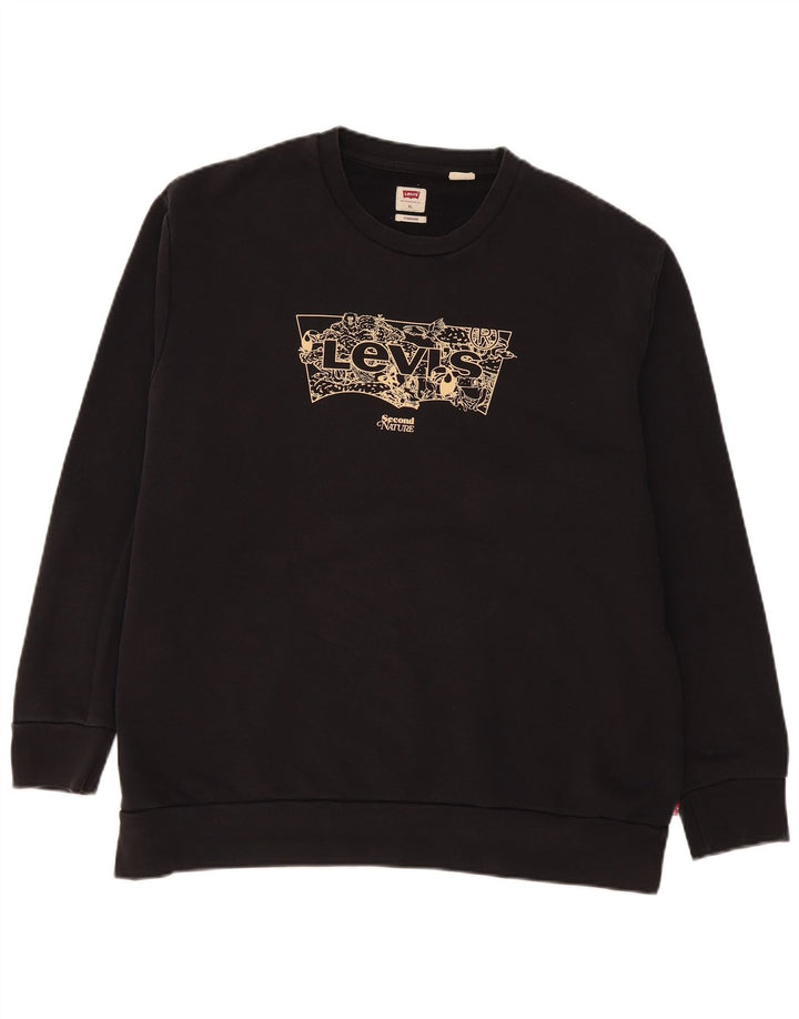 Felpa Levi's da uomo con vestibilità grafica standard, maglione XL, cotone nero