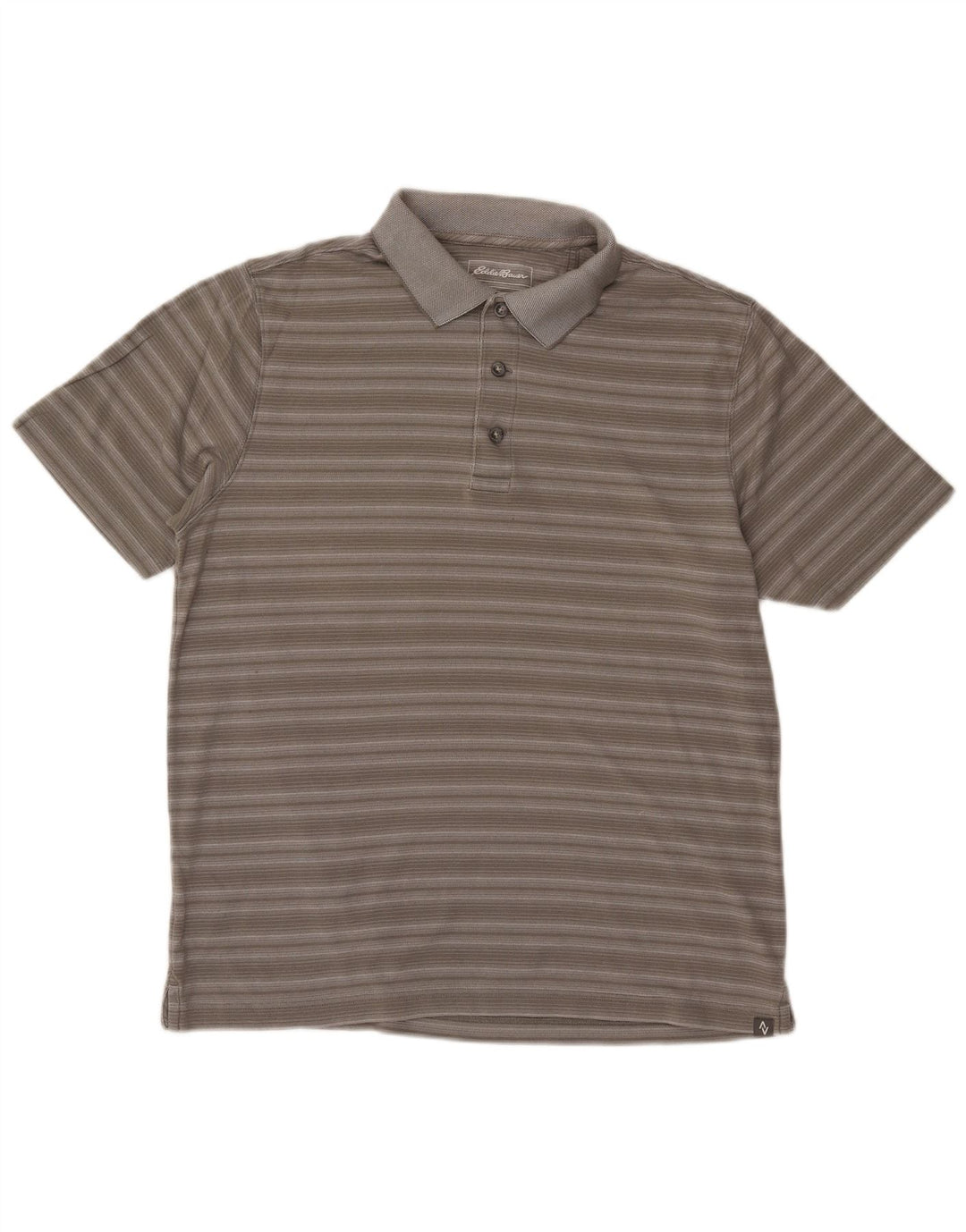 Polo da uomo EDDIE BAUER in cotone a righe grigio medio