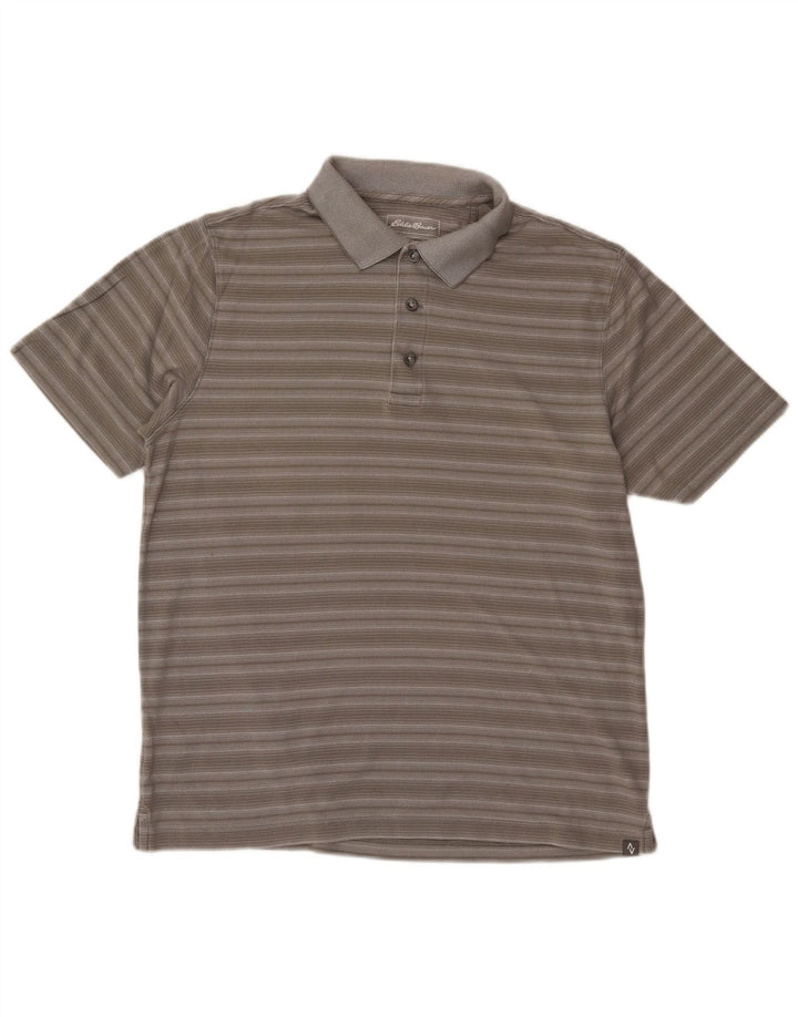 Polo da uomo EDDIE BAUER in cotone a righe grigio medio