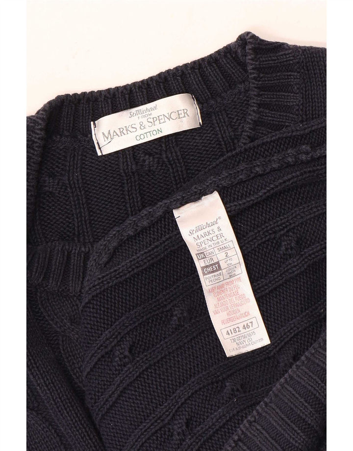 Maglione da uomo con scollo a barca Marks & Spencer piccolo in cotone blu navy