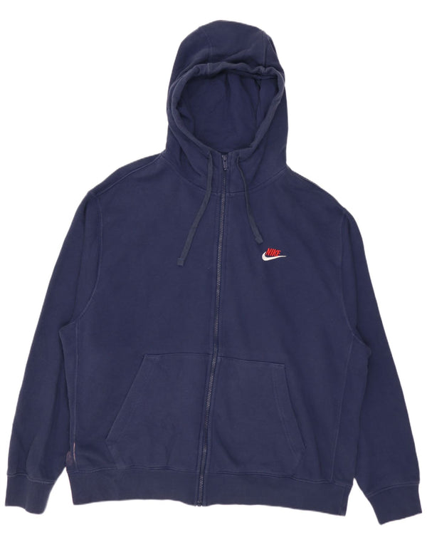 Felpa con cappuccio e zip Nike da uomo XL in cotone blu navy