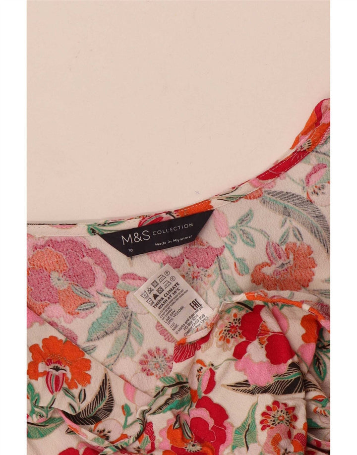 Top camicetta da donna Marks & Spencer UK 10 piccola viscosa floreale multicolore