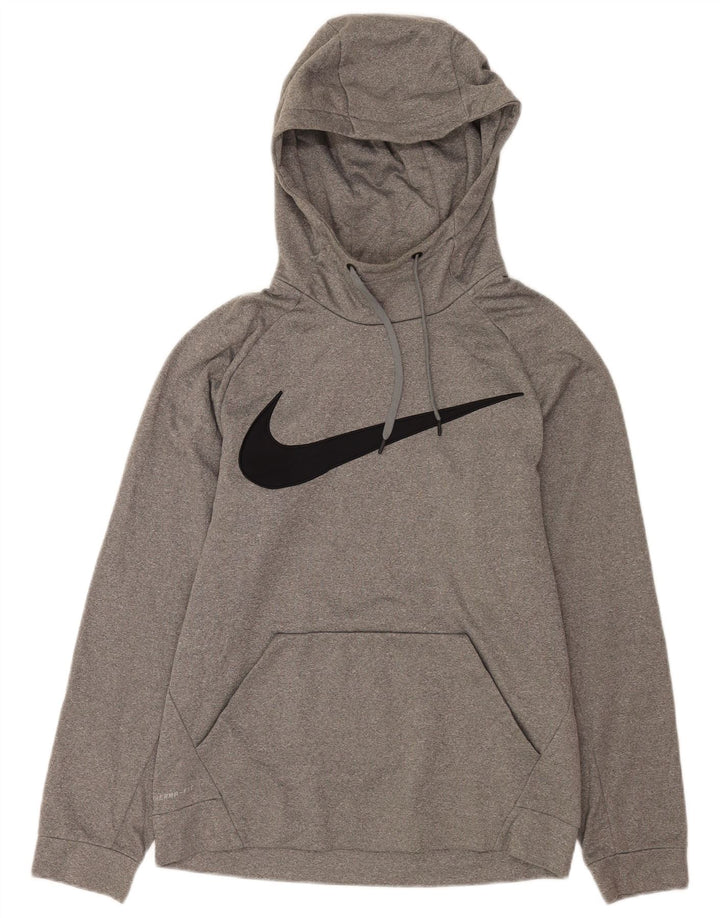 Felpa con cappuccio grafica Nike Dri Fit da uomo, piccola, in poliestere chiazzato grigio
