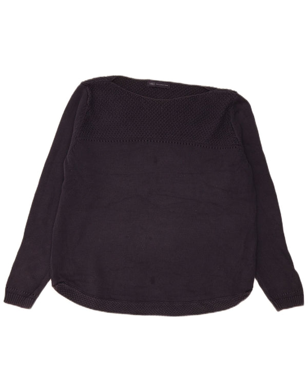 Maglione maglione con scollo a barca da donna Marks & Spencer UK 18 XL cotone blu navy