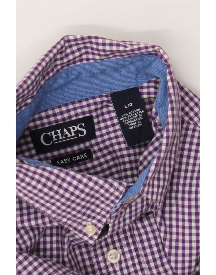 Camicia da uomo Chaps grande in cotone a quadretti viola