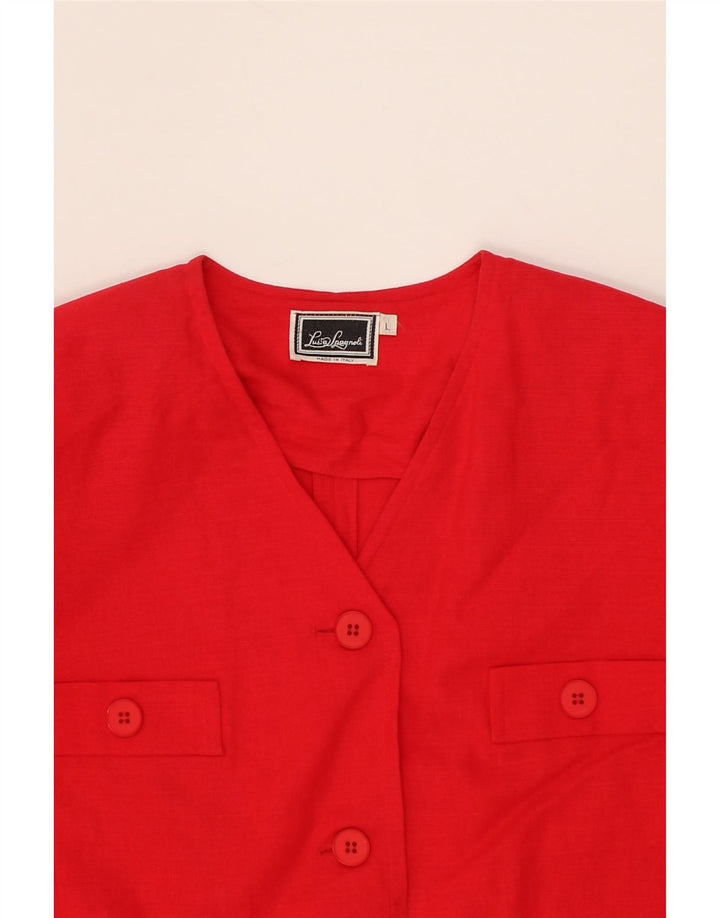 LUISA SPAGNOLI Womens 3 Button Blazer Jacket UK 16 Large Red Cotton Vintage Luisa Spagnoli and Second-Hand Luisa Spagnoli from Messina Hembry 