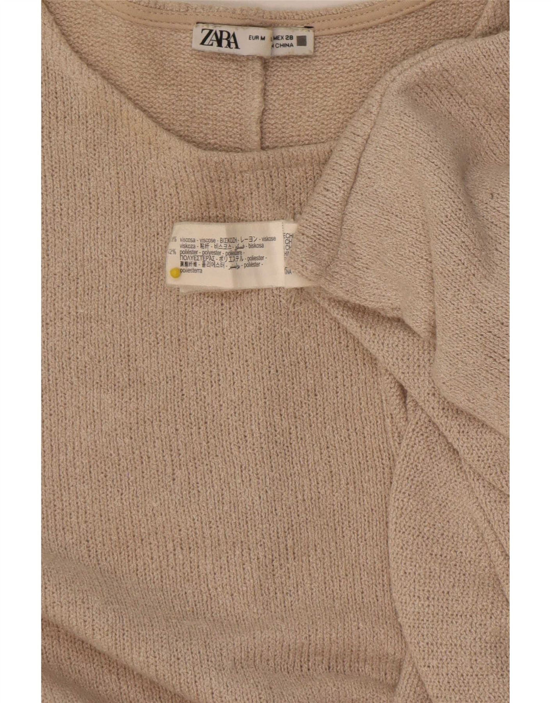 Blusa oversize da donna Zara Top UK 14 Viscosa beige medio