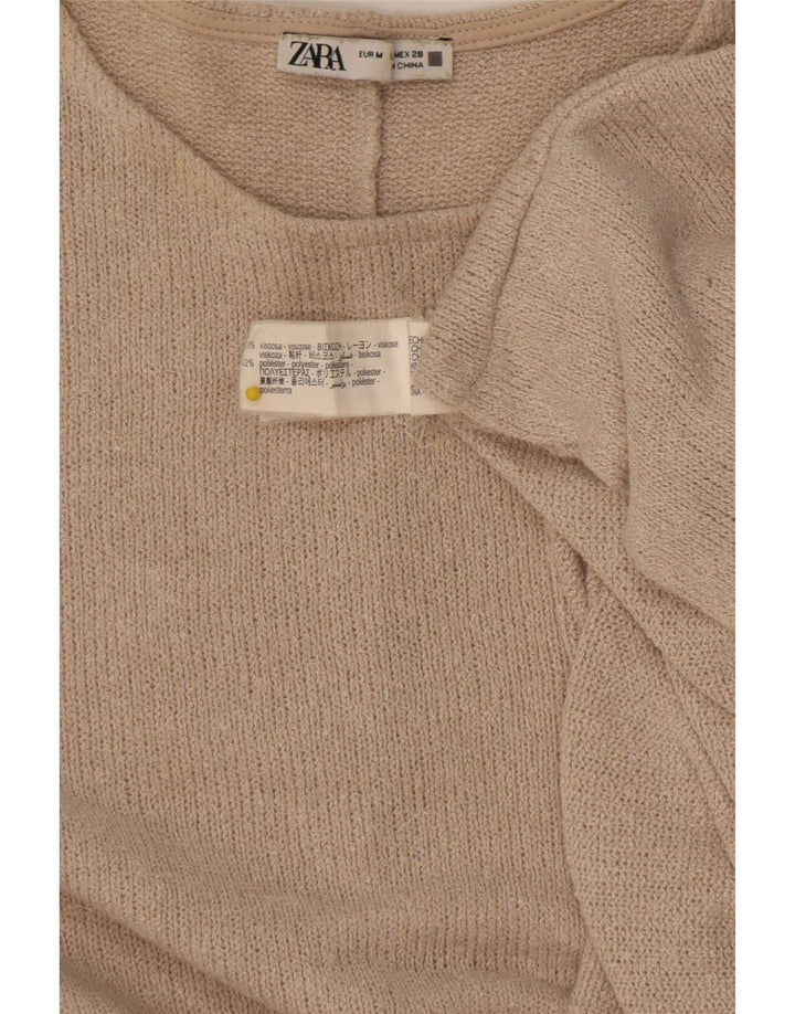 Blusa oversize da donna Zara Top UK 14 Viscosa beige medio