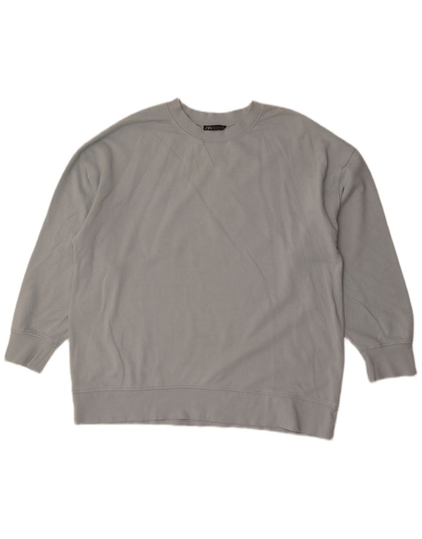 Felpa Zara Uomo Maglione Large Blu Cotone