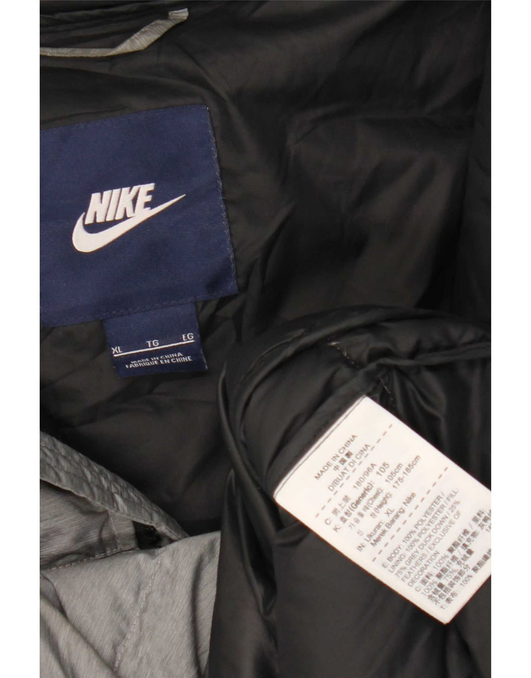 Giacca imbottita con cappuccio Nike da donna UK 18 XL poliestere grigio