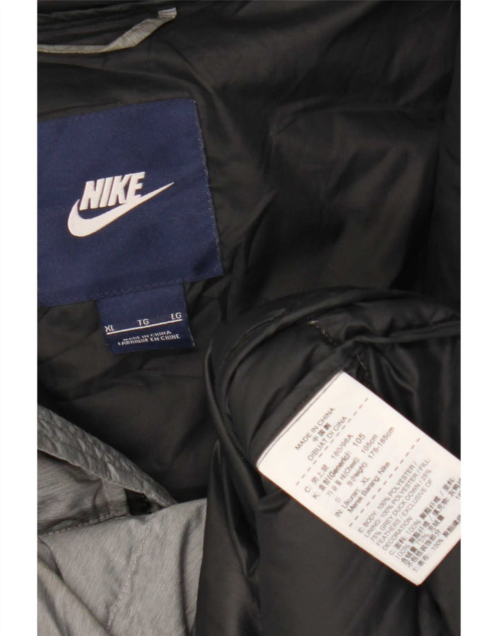 Giacca imbottita con cappuccio Nike da donna UK 18 XL poliestere grigio