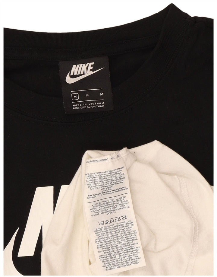 Nike - Top grafico da donna a maniche lunghe UK 12, cotone color block medio nero