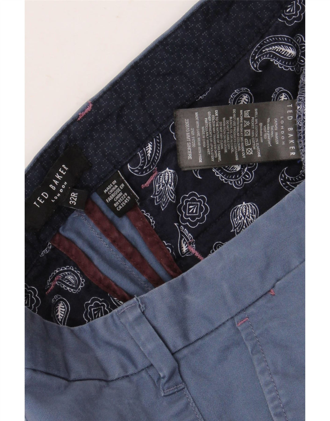 Pantaloni da abito dritti da uomo TED BAKER W32 L32 in cotone blu