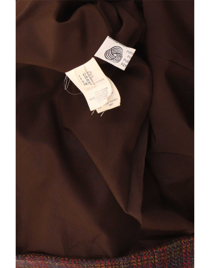 Giacca blazer oversize da donna vintage a 3 bottoni UK 10 piccolo quadretto bordeaux
