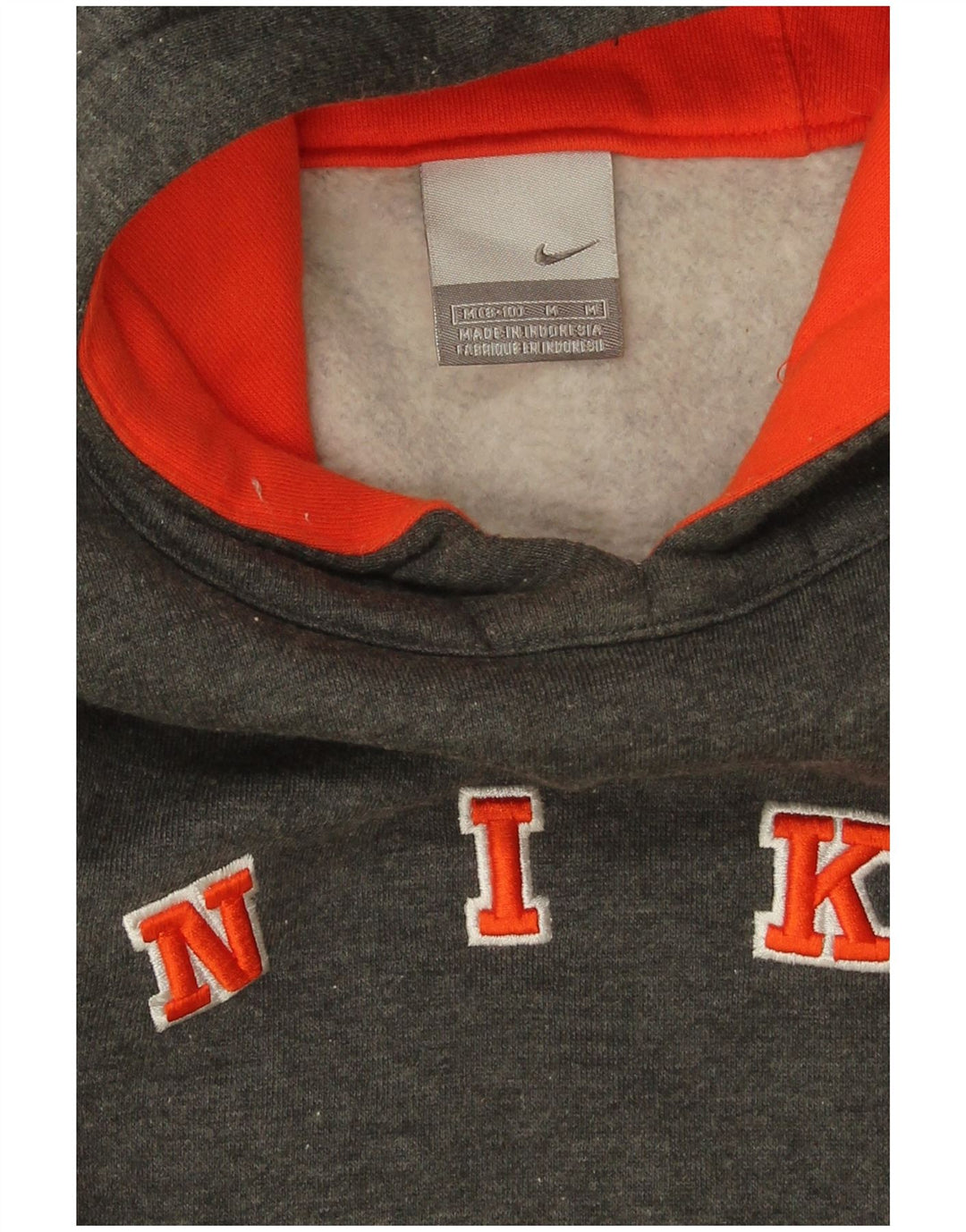 Maglia con cappuccio oversize grafica Nike da donna US 8/10 cotone grigio medio