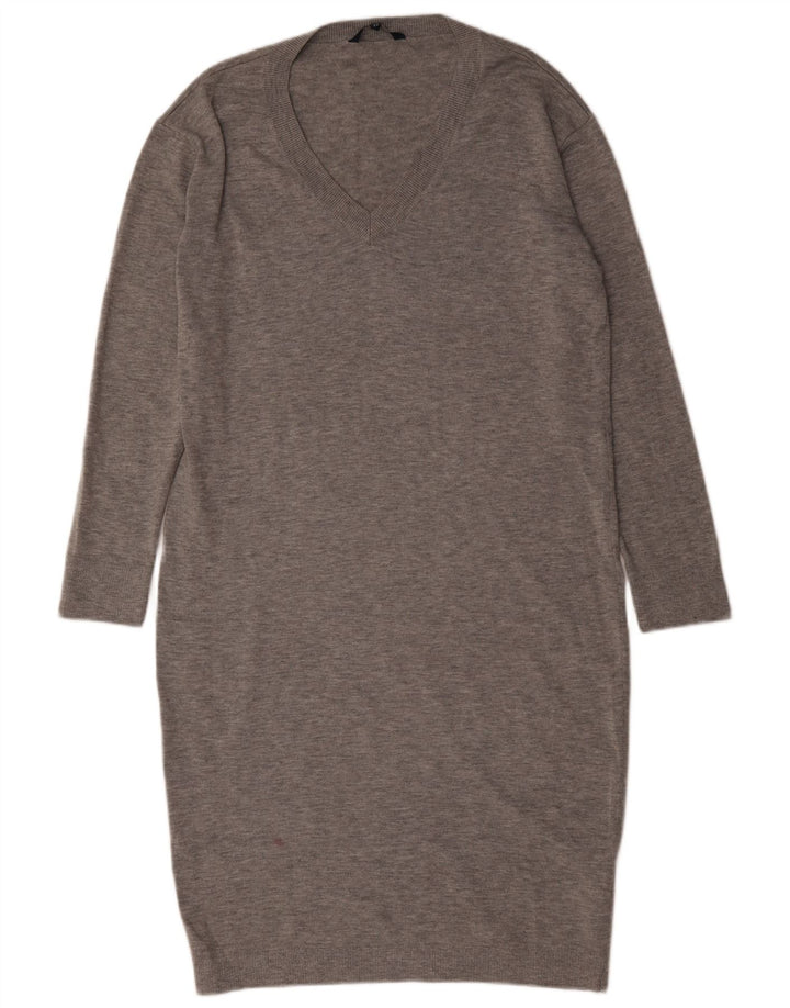 Abito maglione da donna French Connection UK 14 Grande poliestere screziato grigio