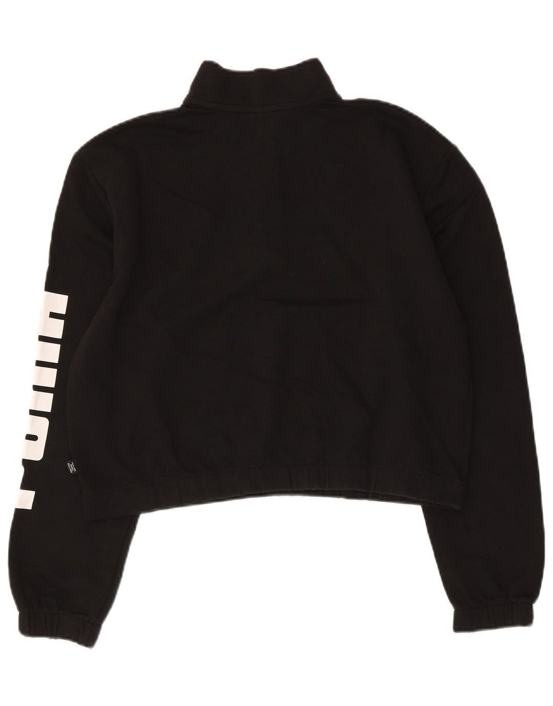 Felpa da donna con collo con zip grafica Puma, maglione UK 16, grande cotone nero