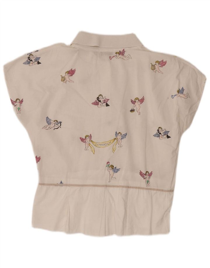 GYMNASIUM Camicetta grafica da donna Top UK 14 Grande cotone bianco sporco