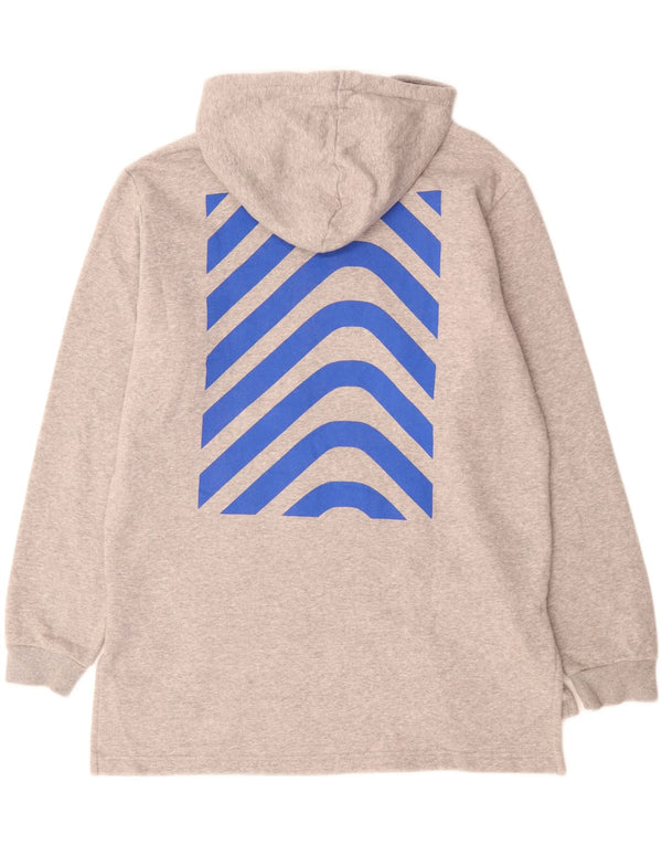 ADIDAS Womens Oversized Graphic Hoodie Jumper UK 16 Large Grey Cotton