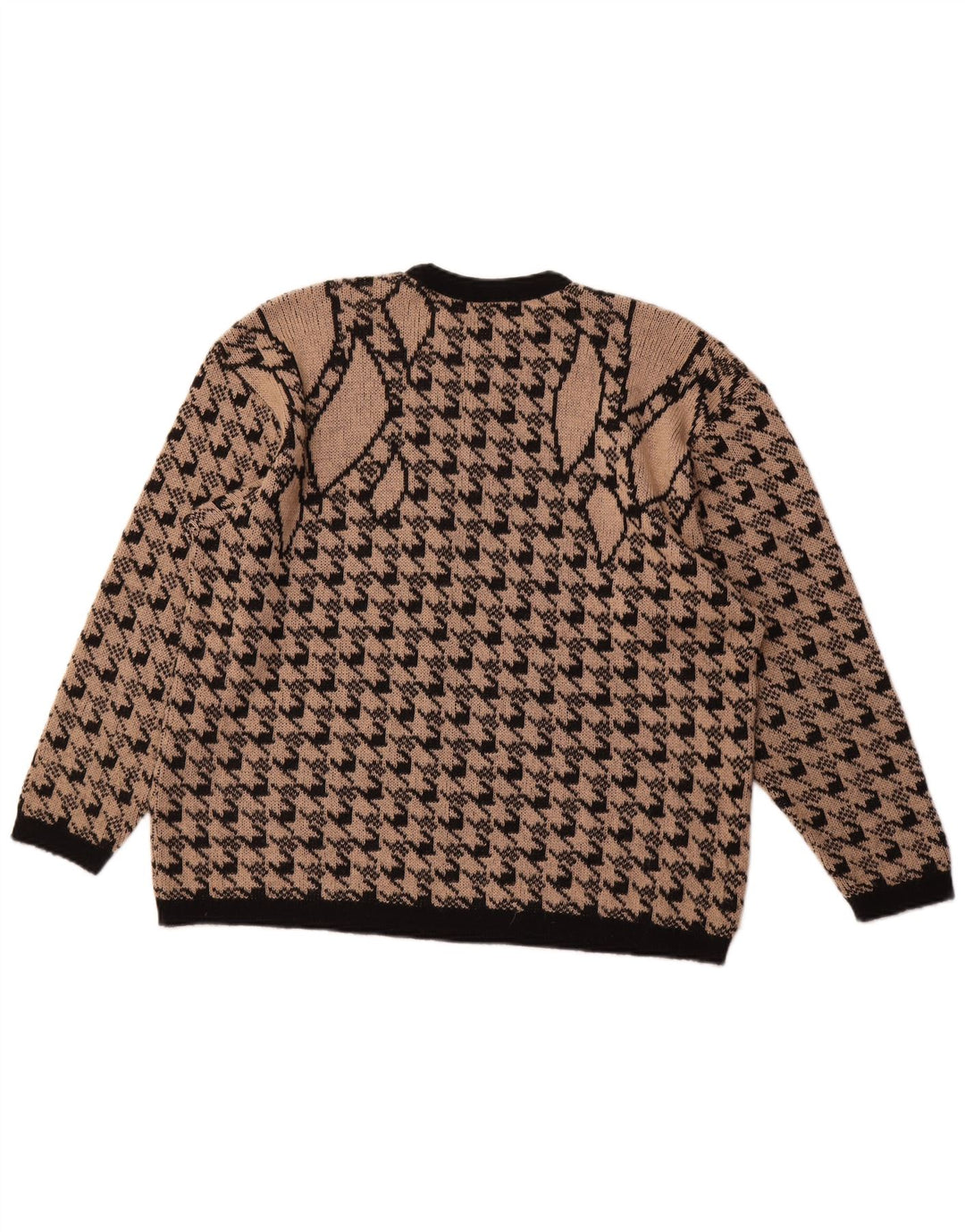 MERRY FINN Maglione girocollo da donna UK 18 XL Pied de poule marrone