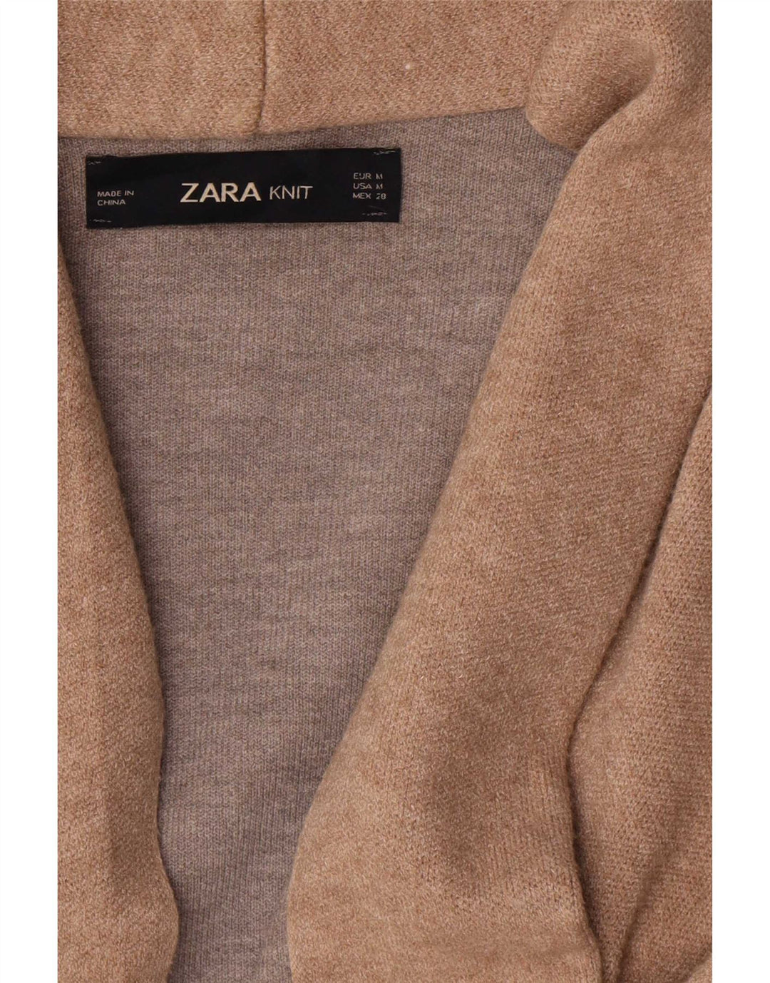 Maglione cardigan lungo asimmetrico da donna Zara UK 14 Beige medio