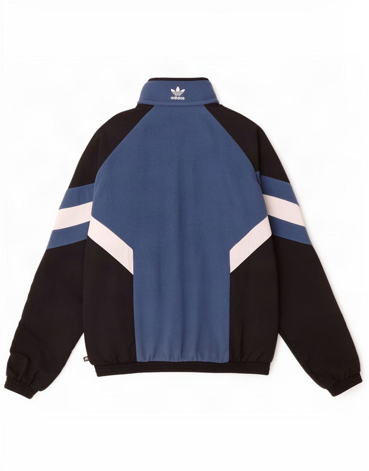 Adidas Uomo Pullover Tuta Giacca Top Small Blu Colourblock Poliestere