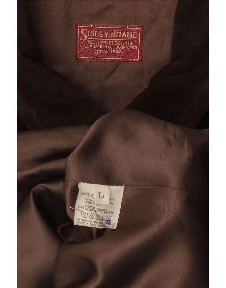 Sisley Giacca in pelle scamosciata dall'eleganza rilassata da uomo UK 40 Grande in pelle marrone