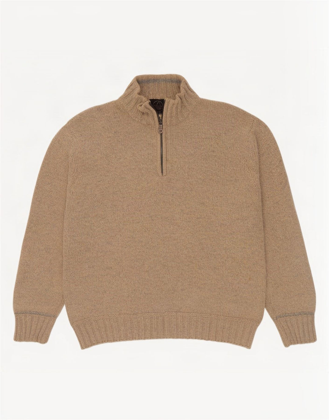 Maglione da uomo con zip e collo Murphy & Nye XL in lana screziata beige