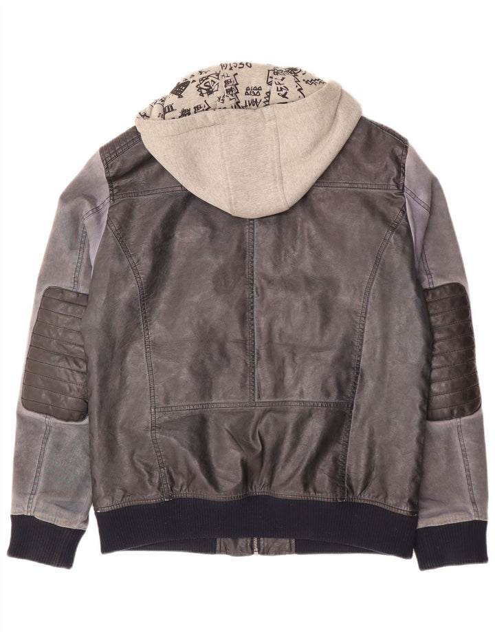 Desigual Uomo Bomber con cappuccio UK 42 XL Blu Navy Poliuretano